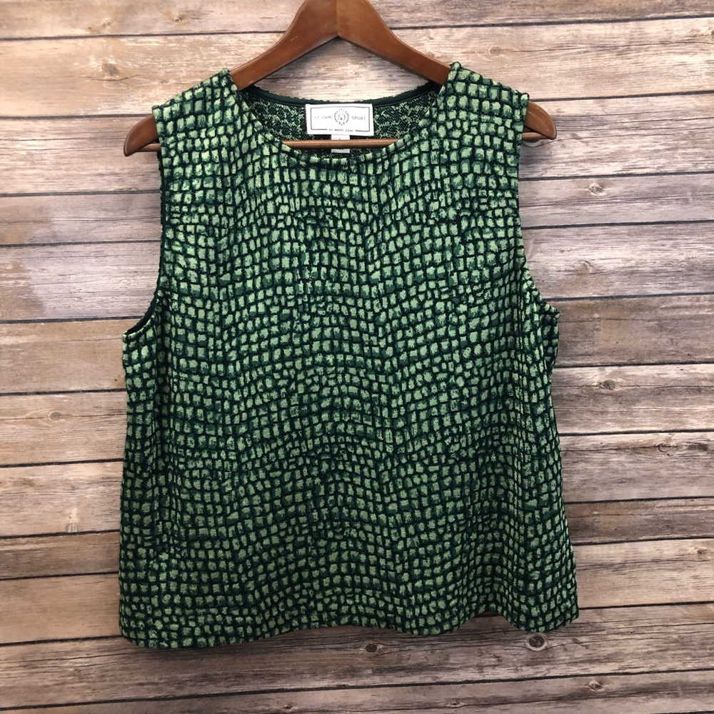 St. John sport knit shell tank green snake skin L